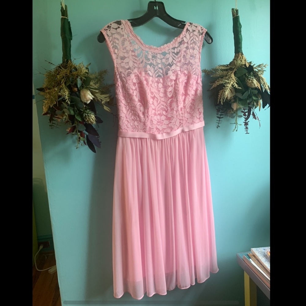 David’s Bridal shade ticketed bridesmaid dress